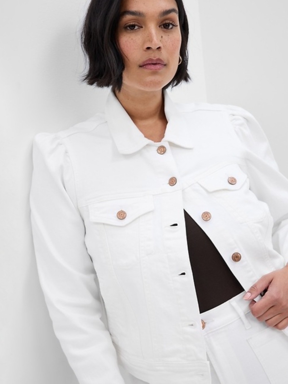 GAP White Denim Jacket with Copper Buttons